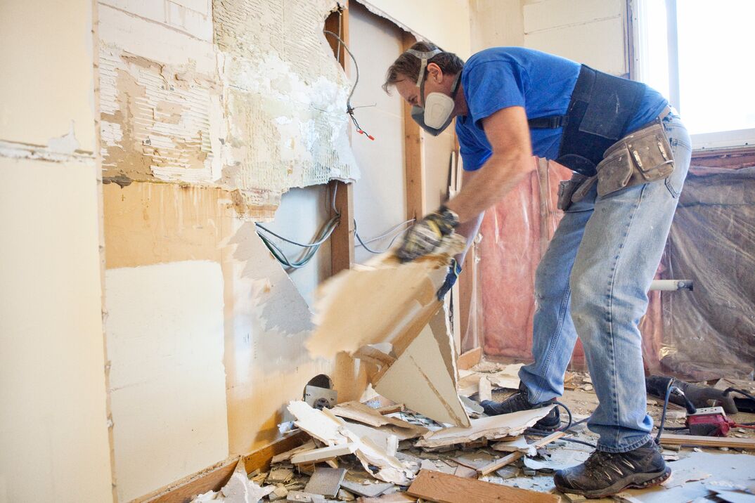 Interior demolition rochester NY conducted in kitchen of a home